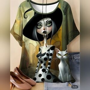 Stylish Polka Dot Graphic Top